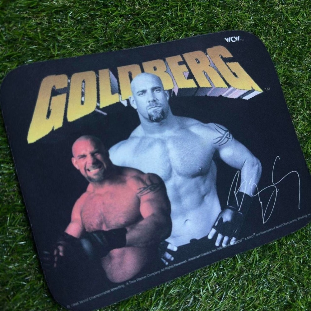 Vintage 90s WCW Goldberg Wrestling Mouse Pad Y2K Retro Graphic Black OS